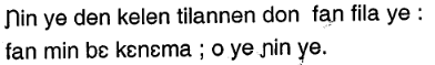 Ɲin ye den kelen tilannen don fan fila ye : fan min bɛ kɛnɛma ; ɔ ye ɲin ye.